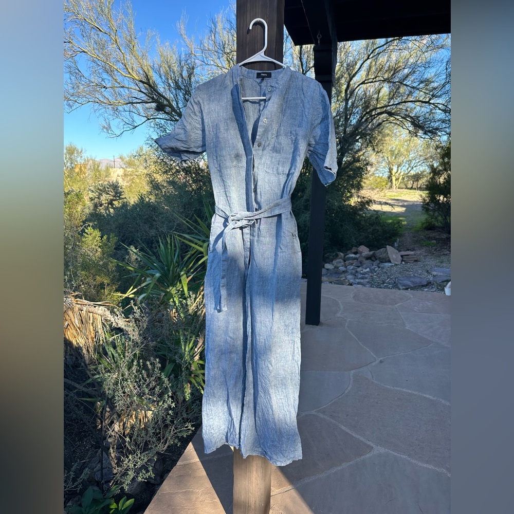 Theory Blue Linen jumpsuit